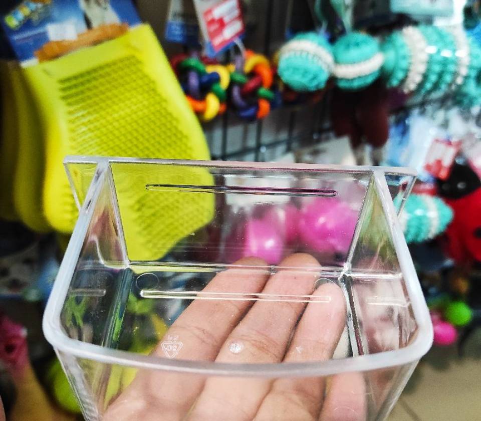 Staklena hranilica za ptice/papagaje 